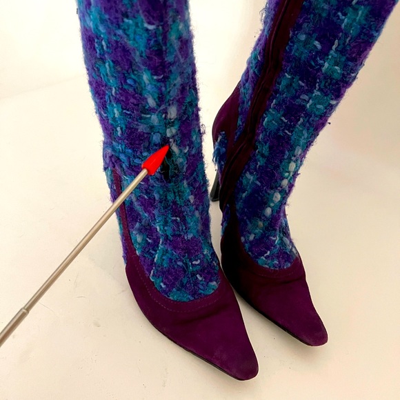 D&G BOOTS 1996 PURPLE SUEDE AND TARTAN WOOL MULTI IT37 used - Picture 3 of 16